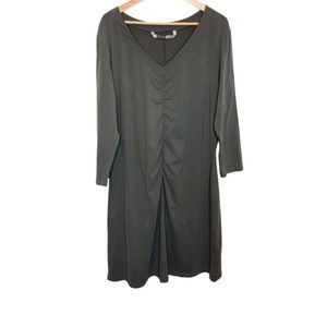 Athleta Gray Organic Cotton Ruched V-Neck Dress Size 1X